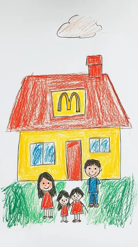 Childs Drawing Family House