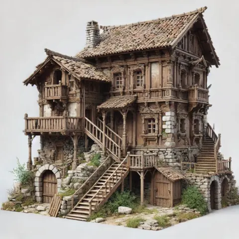 Dilapidated Village House in Detail