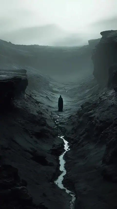 Desolate Landscape with Shadowy Figure