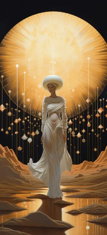 White Light Figure Floating Through Desert Night