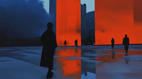 Holographic City Square Twilight