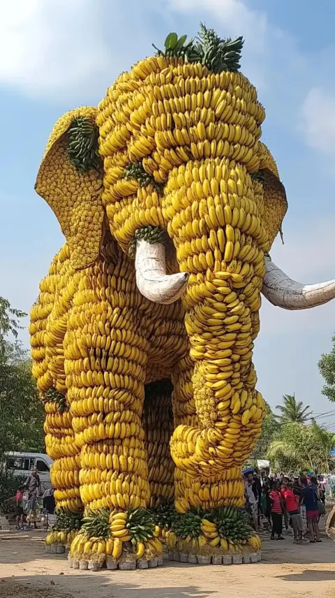 Banana Elephant with Spectators