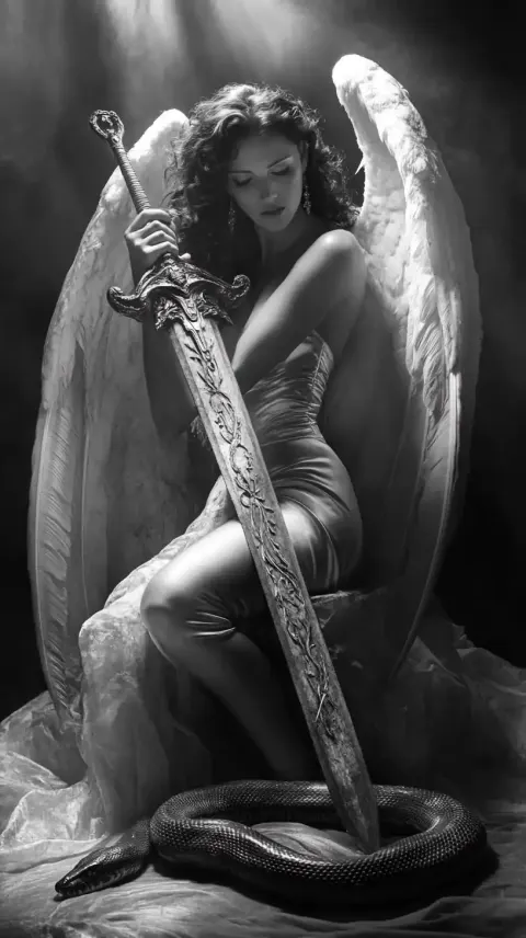 Cinematic Angel with Sword