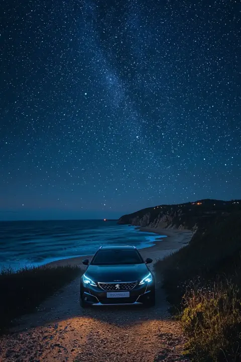 Moonlit Peugeot by Coastline