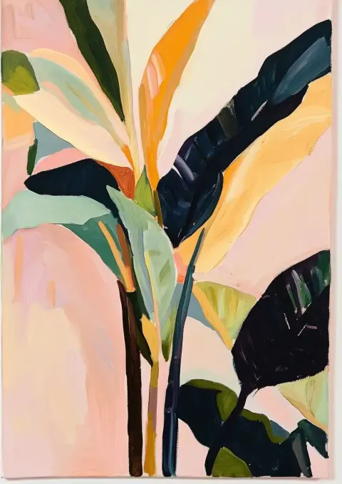 Neon Strelitzia Leaves Fauvism