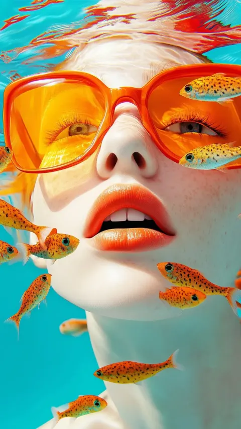 Colorful Underwater Woman