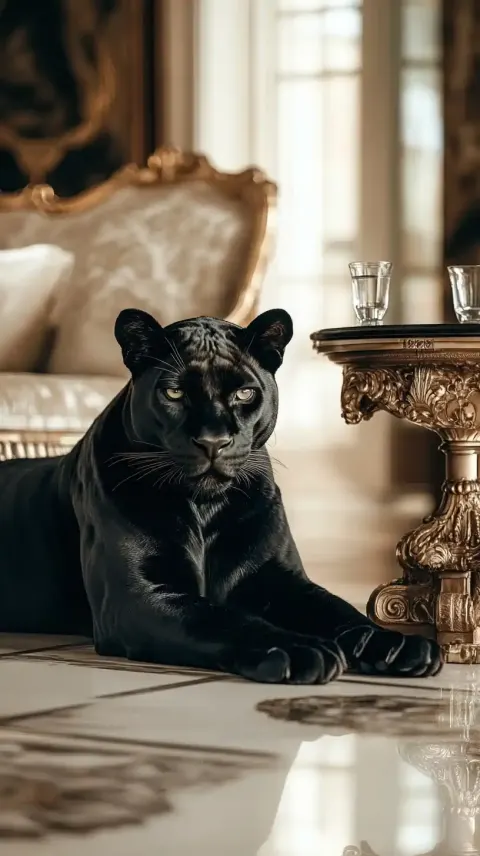 Panther in Luxurious Mansion