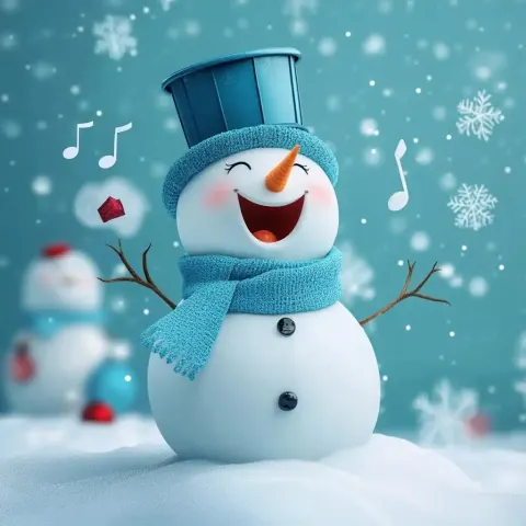 Snowman Singing in Blue