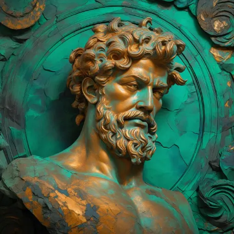 Celtic Young Man Bas-Relief in Turquoise Marble