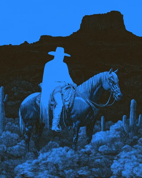 Fluorescent Cowboy in Cactus-Jungle