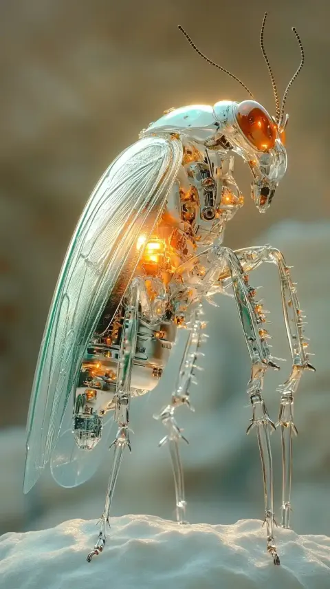 Mechanical Cockroach Rendered Ethereally