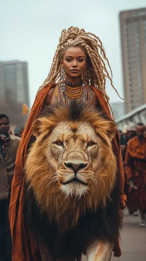 Majestic Woman on Lion