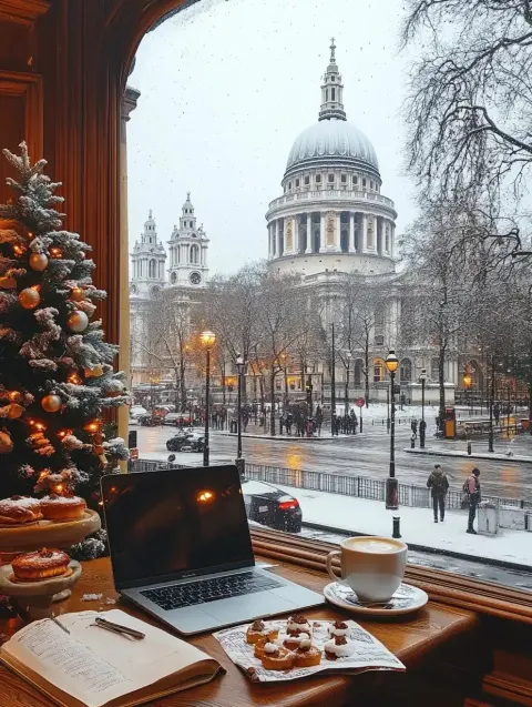 Cafe Interior with Snow