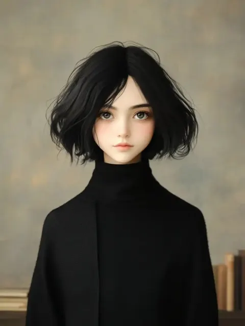 Minimalist Figure in Library