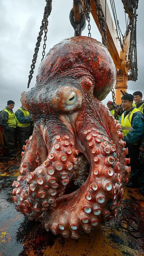 Hyper-Realistic Octopus on Crane