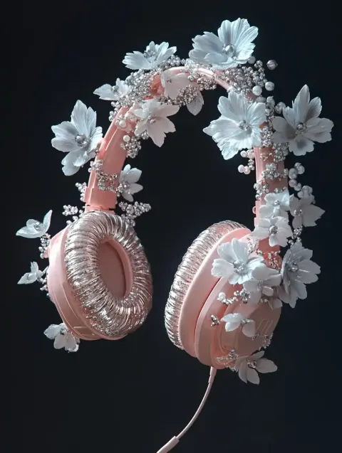 Surreal Floral Headphones Design
