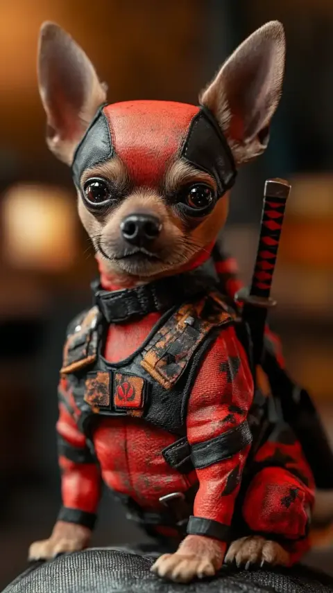 Chihuahua in Deadpool Style