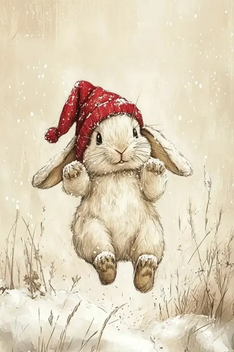Whimsical Bunny in Snow