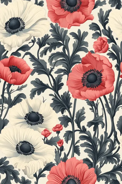 Vintage Pink Poppy Painting