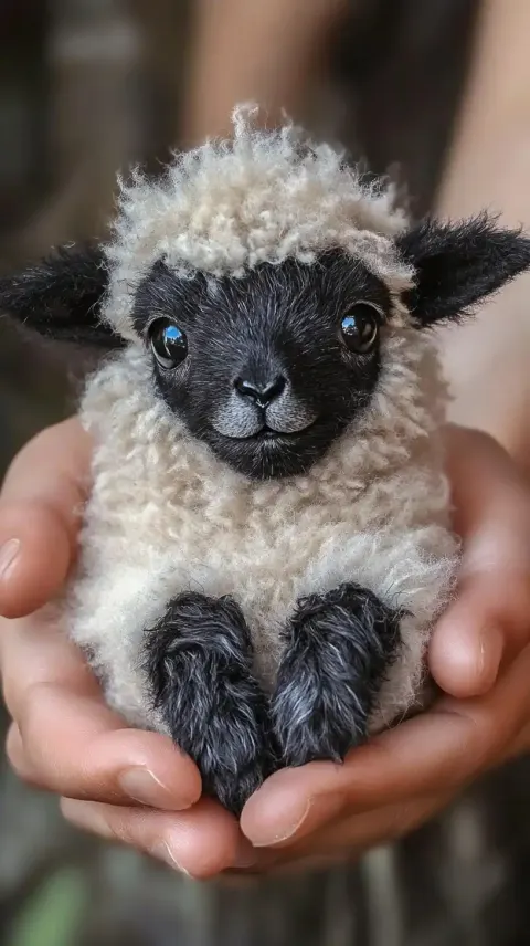 Hands Holding Valais Sheep