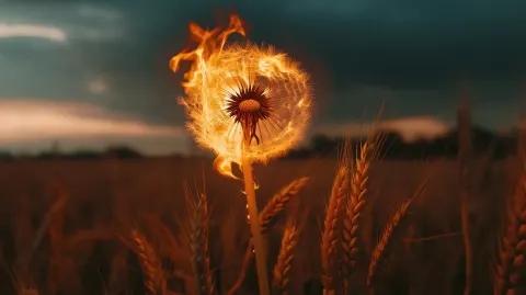 Fiery Dandelion in Wheat