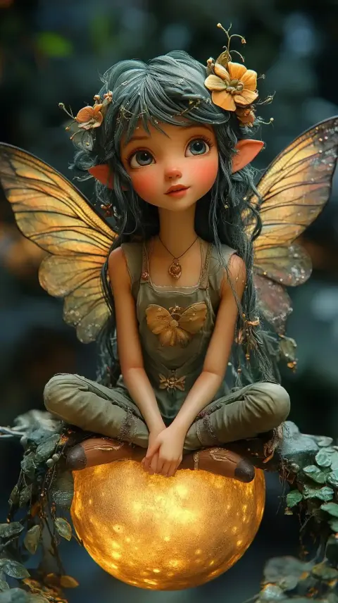 Fairy on Crescent Moon