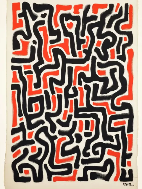Abstract Haring in Red
