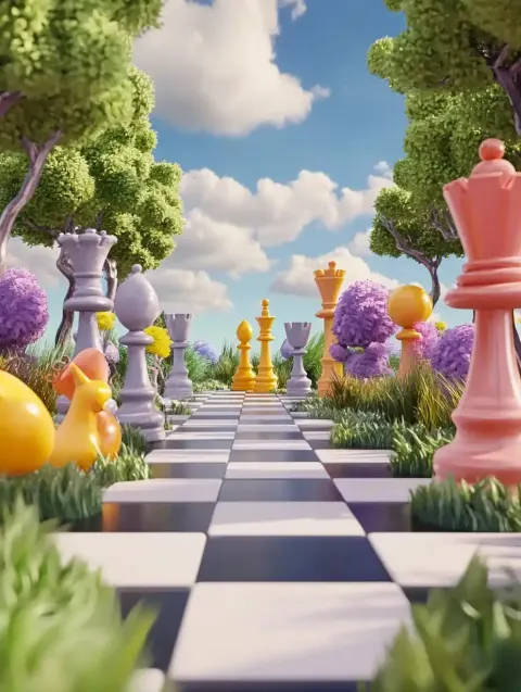 3D Clay Chessboard Landscape
