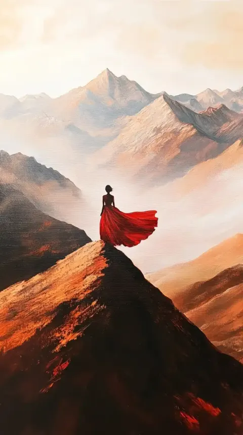 Silhouette Woman in Mountains