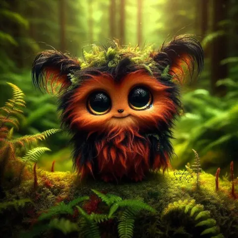 Curious Orange Furry Forest Creature Close-Up