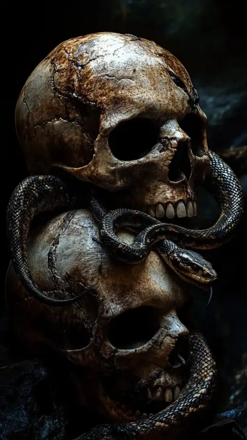 Photorealistic Skulls and Snake