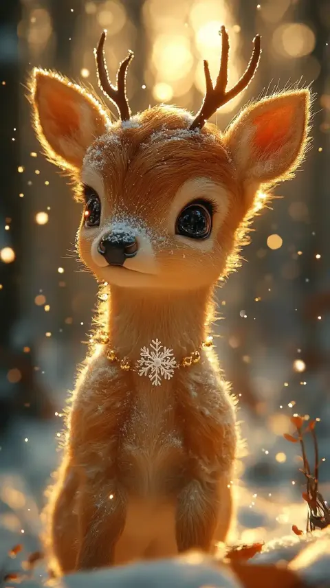 Reindeer Calf in Snowfall