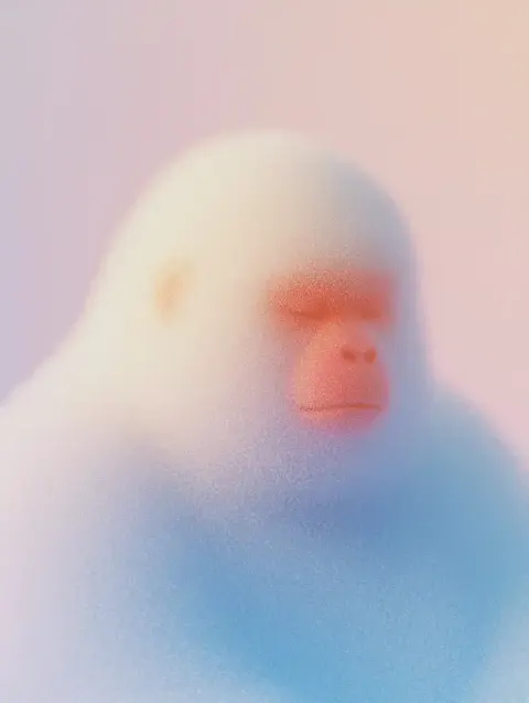 Cyberpunk Monkey Silhouette Meditating