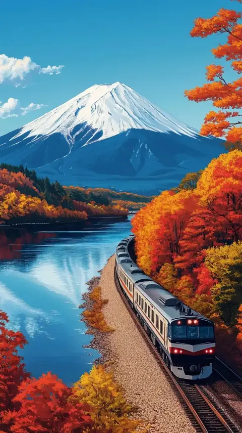 Train by Mount Fuji
