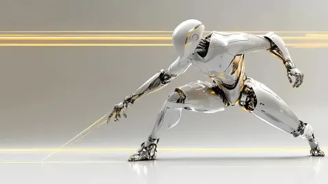 Futuristic Metallic Motion Figure
