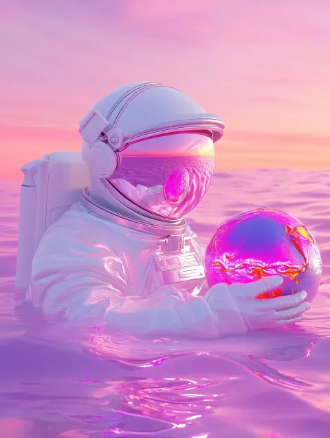 Astronaut Holding Planet Reflection