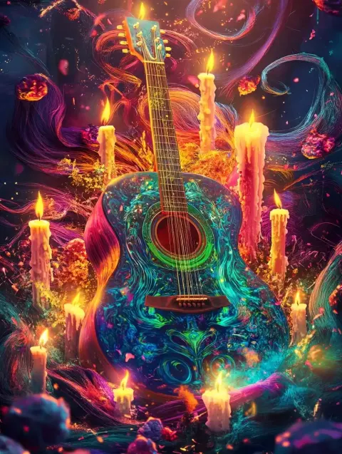 Psychedelic Guitar with Candles