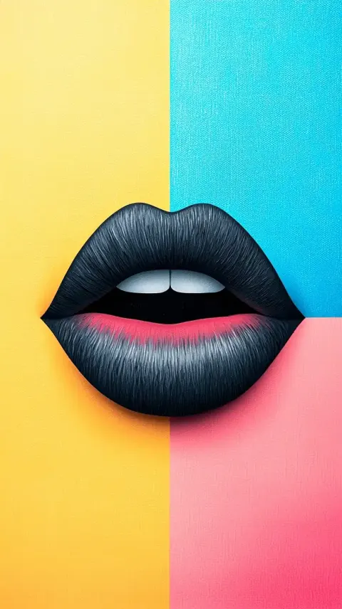Black Lips with Gradient Background
