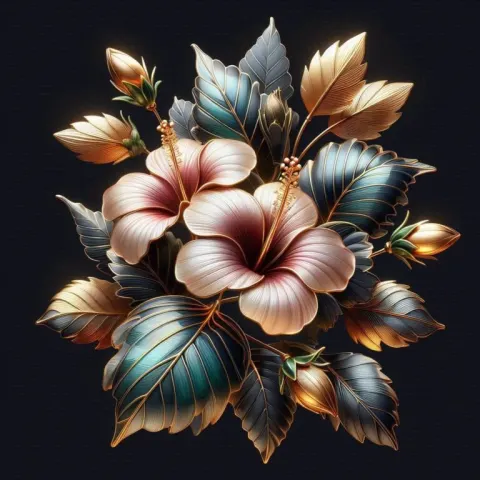 Glass Hibiscus With Metallic Golden Details