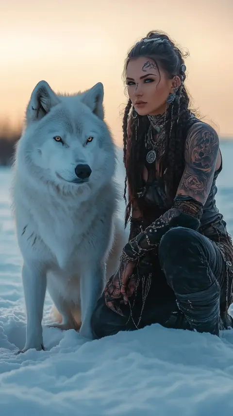 Warrior Woman with Wolf