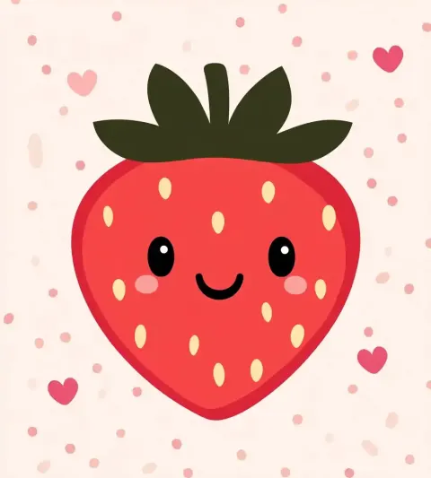 Cute Strawberry Vector Icon