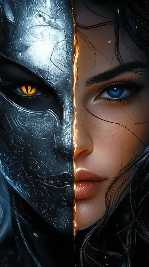 Masked Figure and Woman