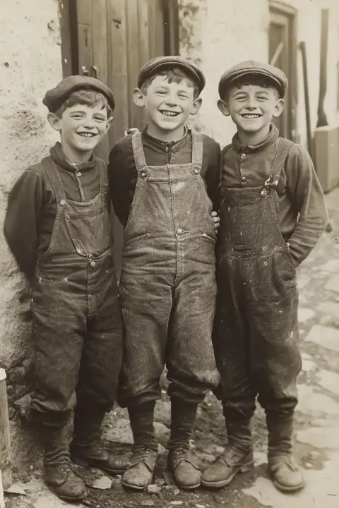 Irish Boys in Overalls Vintage Photography