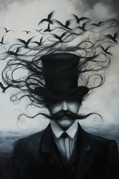 Surreal Portrait of Mustached Man