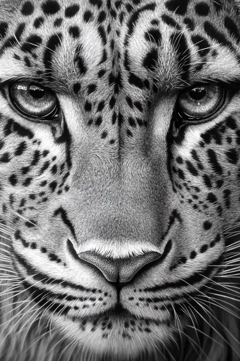 Pencil Drawing Asian Leopard in Atlas Mountains