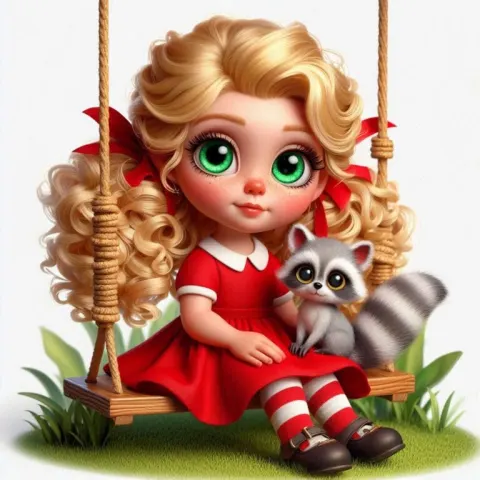 Blonde Doll With Pigtails and Red Ribbons Movie Poster