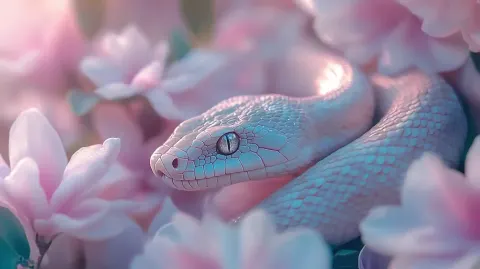 Abstract Snake Among Flowers