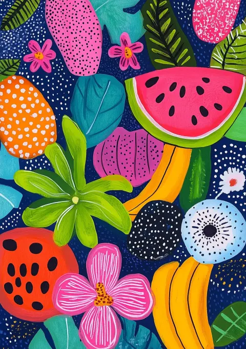 Matisse-Style Tropical Fruits