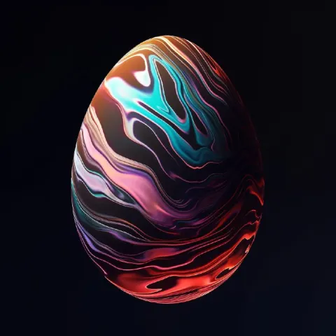 Colored Egg 3D Render in Fluid Geometric Gradients