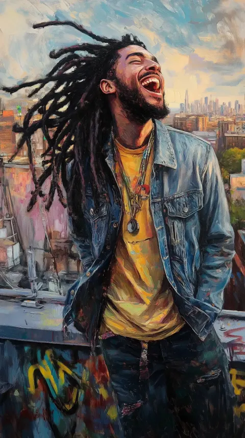 Dreadlocked Man on Rooftop